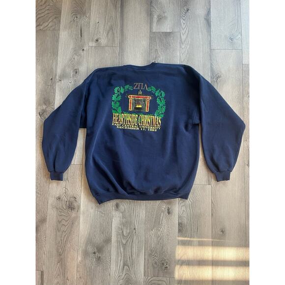 Vintage 90's Hanes Sweatshirt East Central University Blue Size XL - Picture 2 of 3